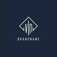 VN initial logo with luxury rectangle style design vector