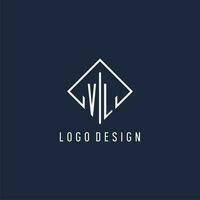 vl inicial logo con lujo rectángulo estilo diseño vector