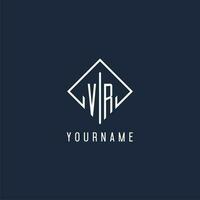 VR initial logo with luxury rectangle style design vector