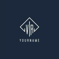 VR initial logo with luxury rectangle style design vector