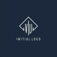 VU initial logo with luxury rectangle style design vector
