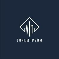 VM initial logo with luxury rectangle style design vector