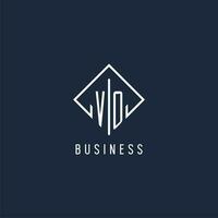 VO initial logo with luxury rectangle style design vector