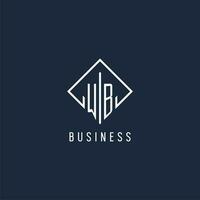 WB initial logo with luxury rectangle style design vector