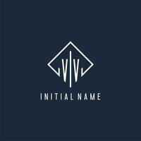 VV initial logo with luxury rectangle style design vector