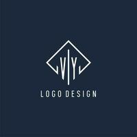 VY initial logo with luxury rectangle style design vector