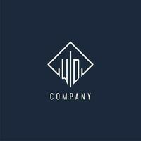 wd inicial logo con lujo rectángulo estilo diseño vector