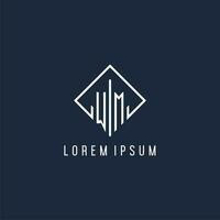 WM initial logo with luxury rectangle style design vector