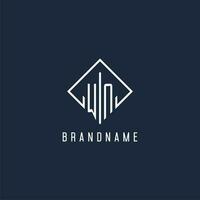 WN initial logo with luxury rectangle style design vector
