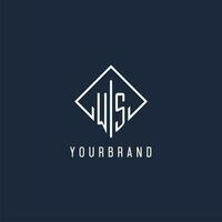 WS initial logo with luxury rectangle style design vector