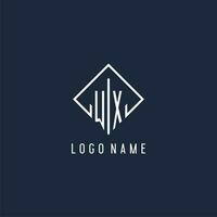 WX initial logo with luxury rectangle style design vector