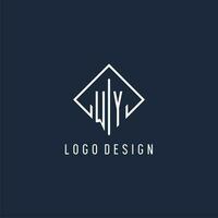 WY initial logo with luxury rectangle style design vector