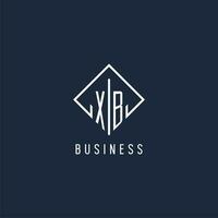 XB initial logo with luxury rectangle style design vector