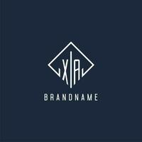 XA initial logo with luxury rectangle style design vector