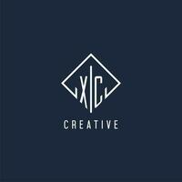 XC initial logo with luxury rectangle style design vector