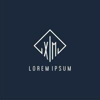 XM initial logo with luxury rectangle style design vector