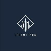 XM initial logo with luxury rectangle style design vector