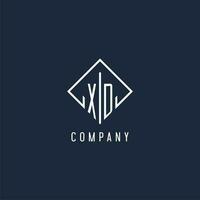 XD initial logo with luxury rectangle style design vector