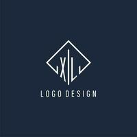 XL initial logo with luxury rectangle style design vector