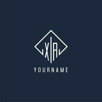 XR initial logo with luxury rectangle style design vector