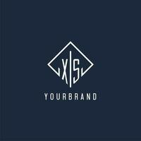 XS initial logo with luxury rectangle style design vector