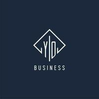 YO initial logo with luxury rectangle style design vector