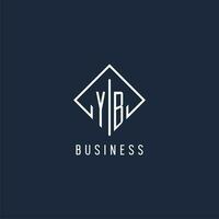 YB initial logo with luxury rectangle style design vector