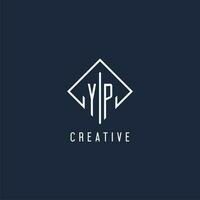 YP initial logo with luxury rectangle style design vector