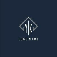YK initial logo with luxury rectangle style design vector