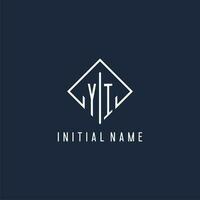 YI initial logo with luxury rectangle style design vector