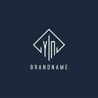 YN initial logo with luxury rectangle style design vector