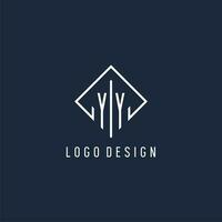 YY initial logo with luxury rectangle style design vector