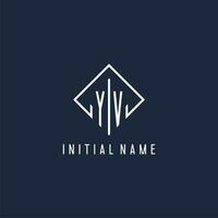 YV initial logo with luxury rectangle style design vector