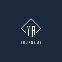 YR initial logo with luxury rectangle style design vector