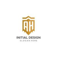 Monogram AH logo with shield geometric shape, elegant luxury initial logo design vector