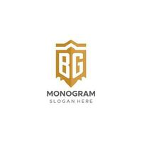 Monogram BG logo with shield geometric shape, elegant luxury initial logo design vector