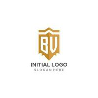 Monogram BV logo with shield geometric shape, elegant luxury initial logo design vector