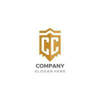Monogram CC logo with shield geometric shape, elegant luxury initial logo design vector