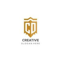 Monogram CD logo with shield geometric shape, elegant luxury initial logo design vector