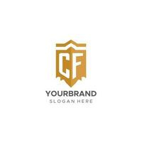 Monogram CF logo with shield geometric shape, elegant luxury initial logo design vector