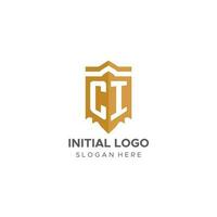 Monogram CI logo with shield geometric shape, elegant luxury initial logo design vector