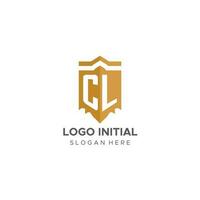 Monogram CL logo with shield geometric shape, elegant luxury initial logo design vector