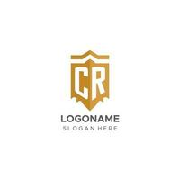 Monogram CR logo with shield geometric shape, elegant luxury initial logo design vector