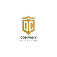 Monogram DC logo with shield geometric shape, elegant luxury initial logo design vector