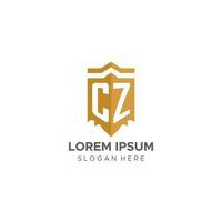 Monogram CZ logo with shield geometric shape, elegant luxury initial logo design vector