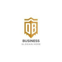 Monogram DB logo with shield geometric shape, elegant luxury initial logo design vector