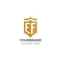 Monogram EF logo with shield geometric shape, elegant luxury initial logo design vector