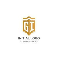 Monogram GI logo with shield geometric shape, elegant luxury initial logo design vector