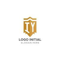 Monogram IY logo with shield geometric shape, elegant luxury initial logo design vector