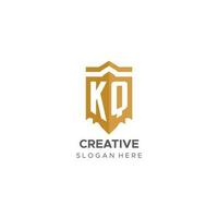 Monogram KQ logo with shield geometric shape, elegant luxury initial logo design vector